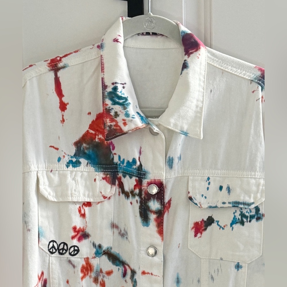 *NWOT* - WREN & GLORY COLORFUL SPLATTER DENIM JACKET - Picture 3 of 12